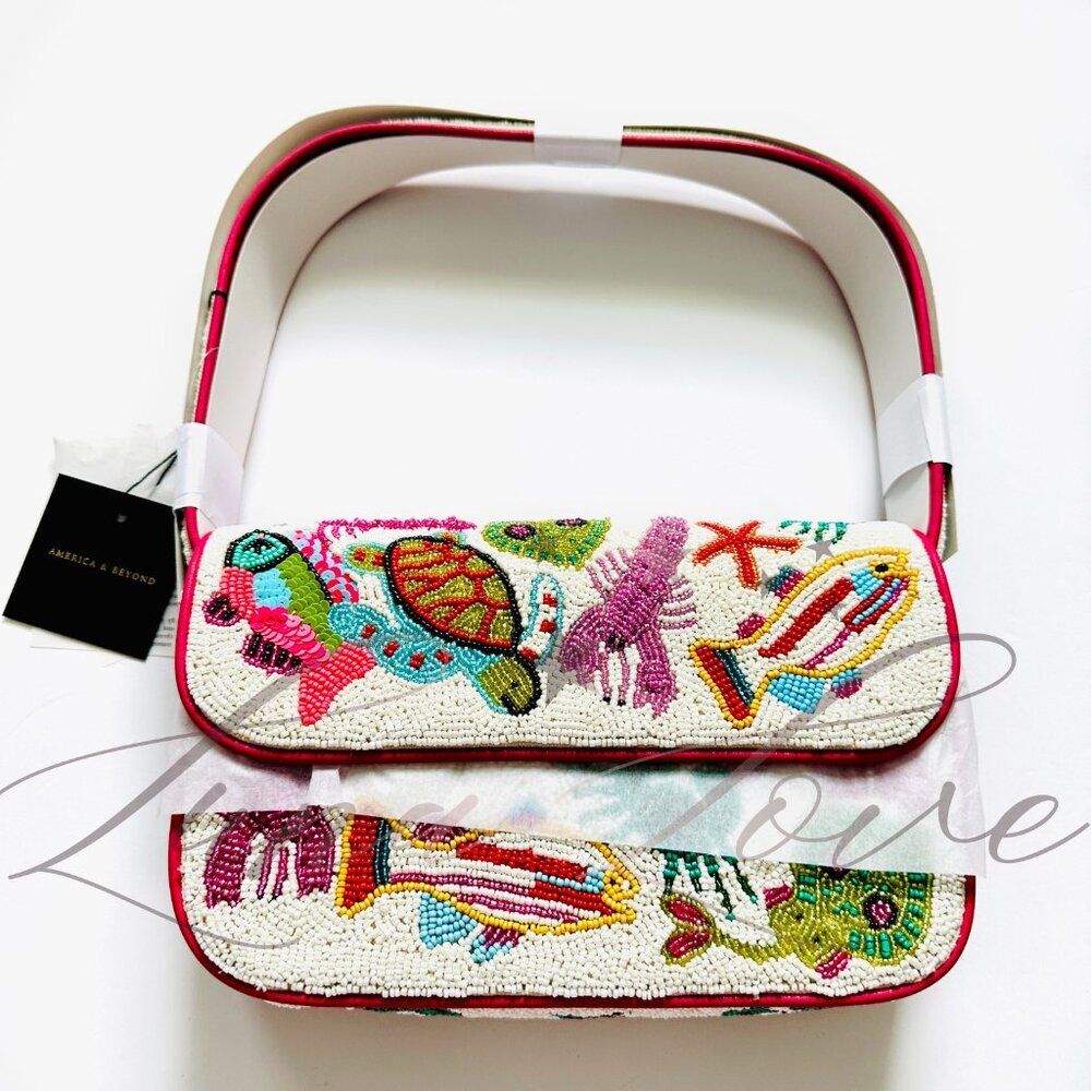 AMERICA & BEYOND Underwater Tales Beaded Shoulder / Clutch Bag NWT - Picture 5 of 11